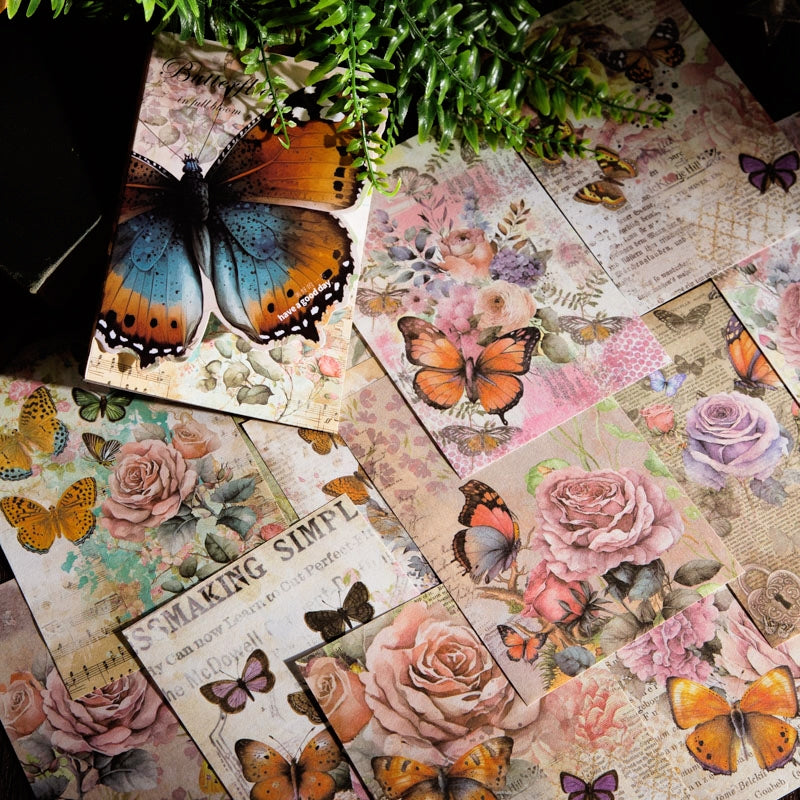 Butterfly Themed Scrapbook Paper - Sunflower, Rose b6