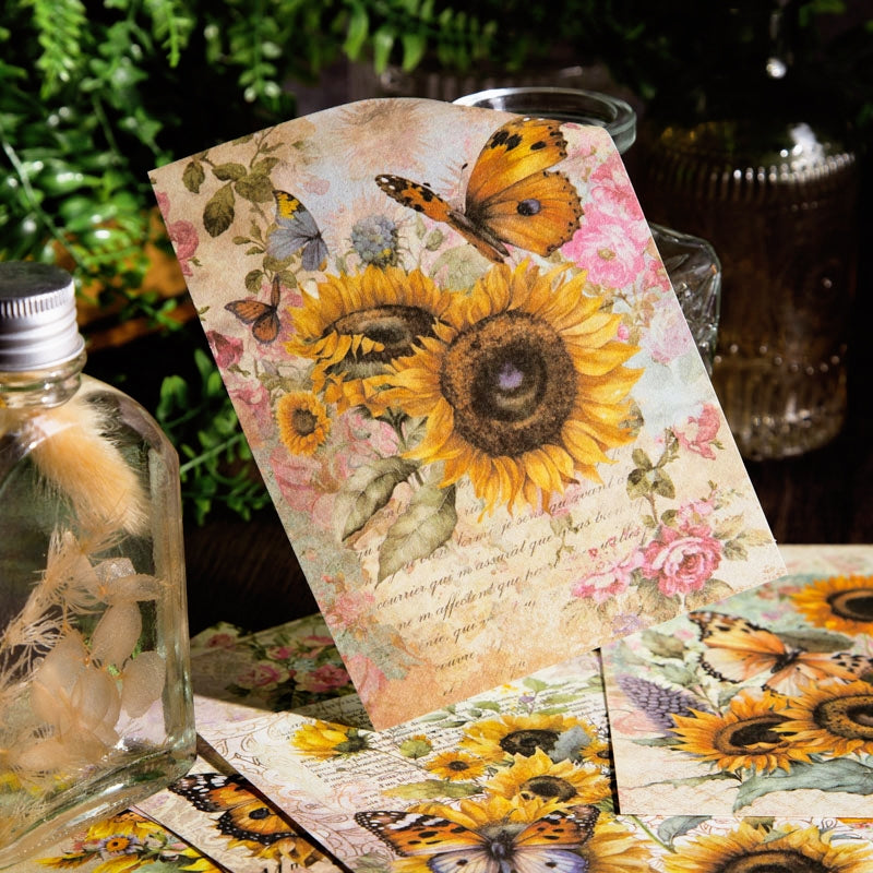 Butterfly Themed Scrapbook Paper - Sunflower, Rose c