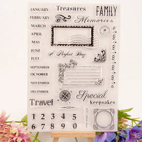 Calendar Clear Silicone Stamp - Numbers, Months a