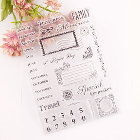 Calendar Clear Silicone Stamp - Numbers, Months b2