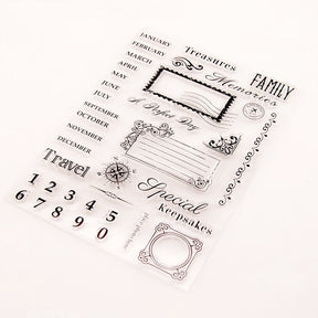 Calendar Clear Silicone Stamp - Numbers, Months b3