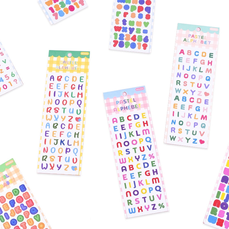Candy Color Cartoon Number Letter Stickers b