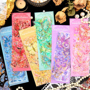 Capture Romance Gold Stamping Butterfly Decorative PET Stickers - Holographic PET Butterfly a