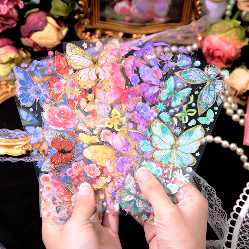 Capture Romance Gold Stamping Butterfly Decorative PET Stickers - Holographic PET Butterfly b1