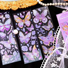 Capture Romance Gold Stamping Butterfly Decorative PET Stickers - Holographic PET Butterfly b2