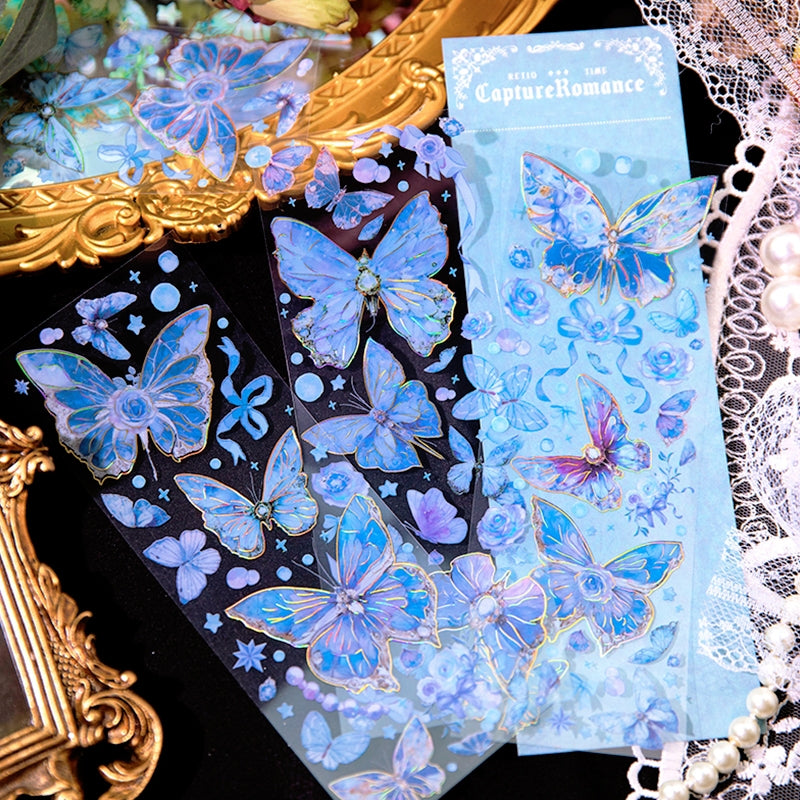 Capture Romance Gold Stamping Butterfly Decorative PET Stickers - Holographic PET Butterfly b