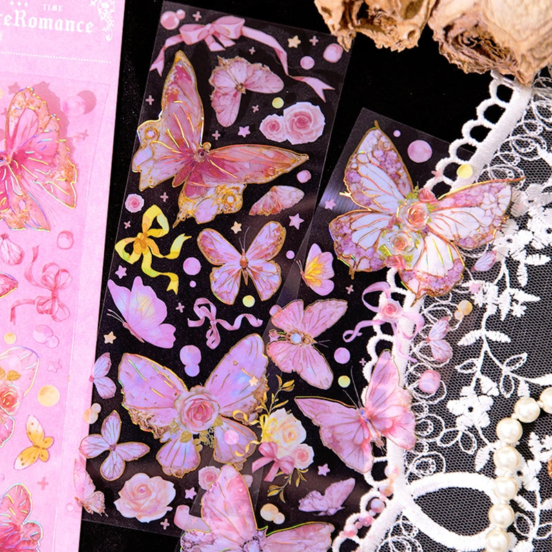 Capture Romance Gold Stamping Butterfly Decorative PET Stickers - Holographic PET Butterfly c2