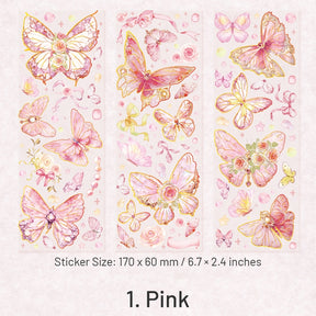 Capture Romance Gold Stamping Butterfly Decorative PET Stickers - Holographic PET Butterfly sku-1