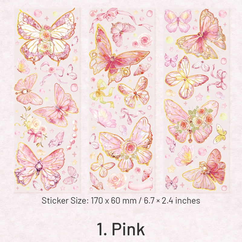 Capture Romance Gold Stamping Butterfly Decorative PET Stickers - Holographic PET Butterfly sku-1