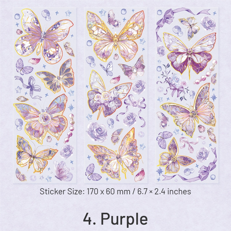Capture Romance Gold Stamping Butterfly Decorative PET Stickers - Holographic PET Butterfly sku-4