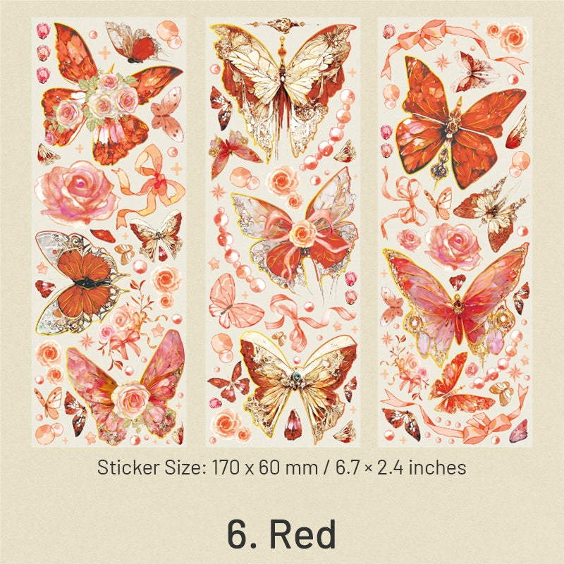 Capture Romance Gold Stamping Butterfly Decorative PET Stickers - Holographic PET Butterfly sku-6