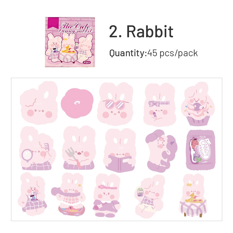 Cartoon Animal Stickers - Frog, Rabbit, Cat sku-2