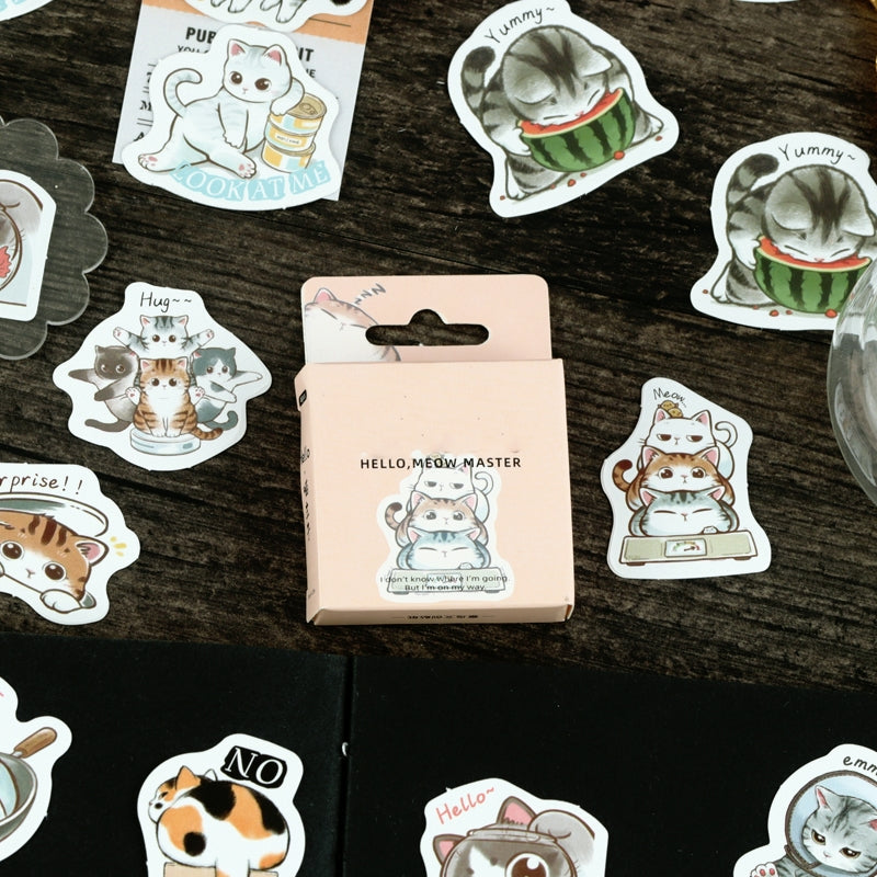 Cartoon Cat Theme Animal Adhesive Sticker a2