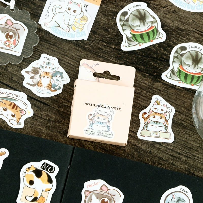 Cartoon Cat Theme Animal Adhesive Sticker a