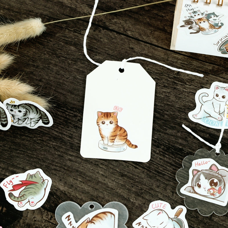 Cartoon Cat Theme Animal Adhesive Sticker b2
