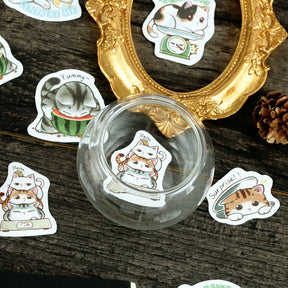 Cartoon Cat Theme Animal Adhesive Sticker b6