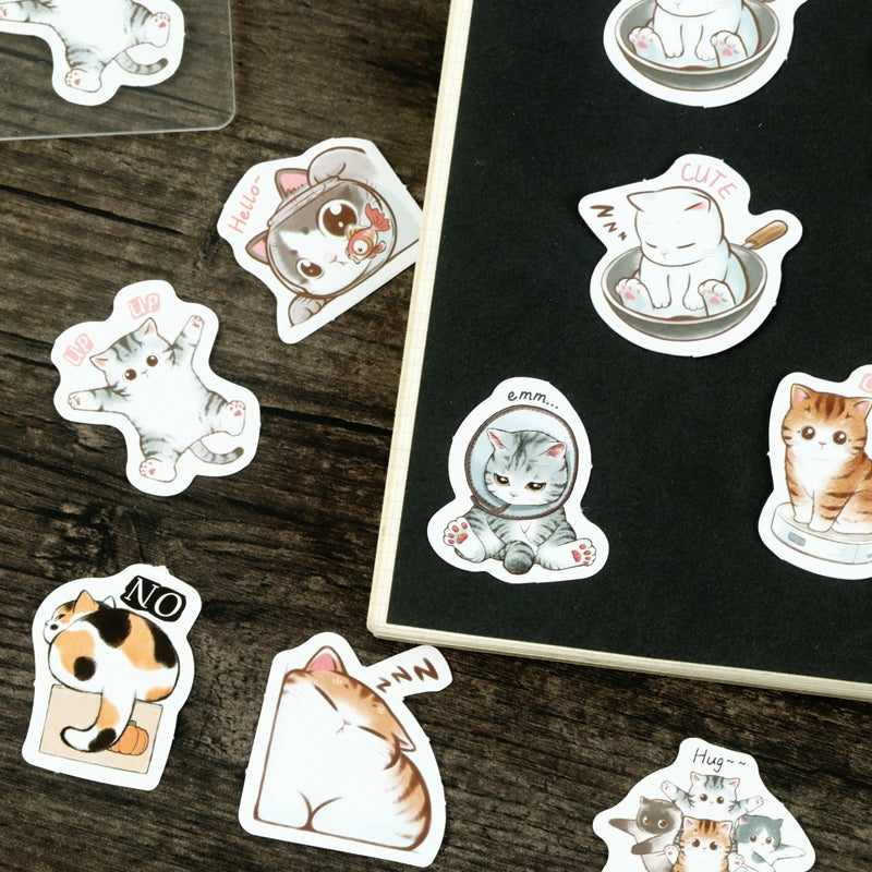 Cartoon Cat Theme Animal Adhesive Sticker b