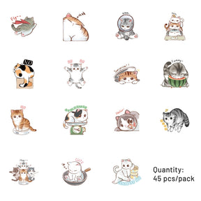 Cartoon Cat Theme Animal Adhesive Sticker c2