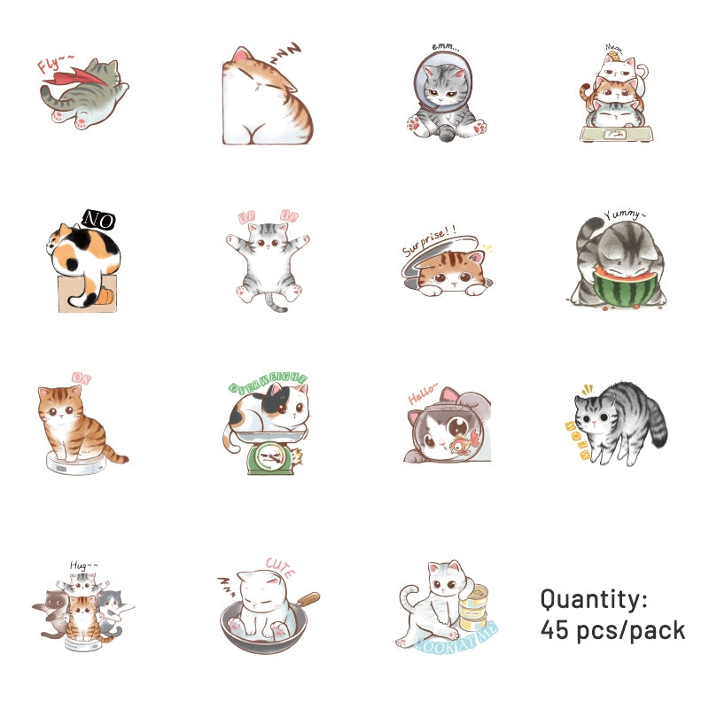 Cartoon Cat Theme Animal Adhesive Sticker c2