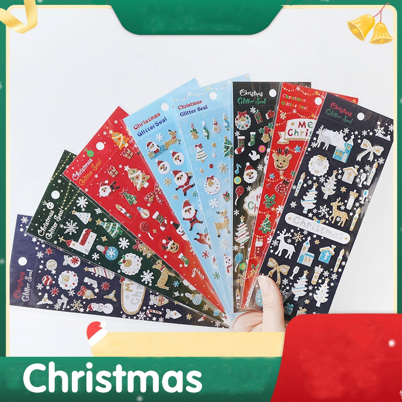 Cartoon Christmas Decorative Stickers Set of 8 Designs  a