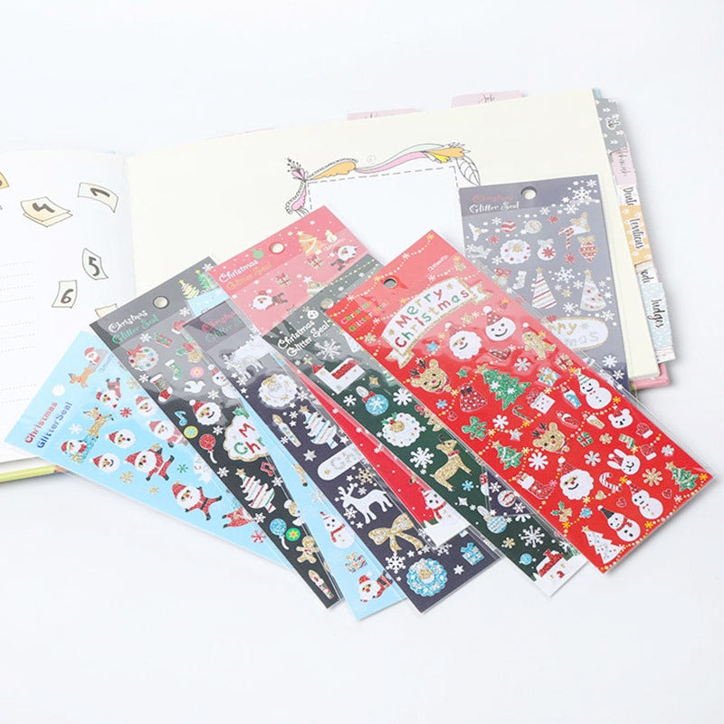 Cartoon Christmas Decorative Stickers Set of 8 Designs  b2