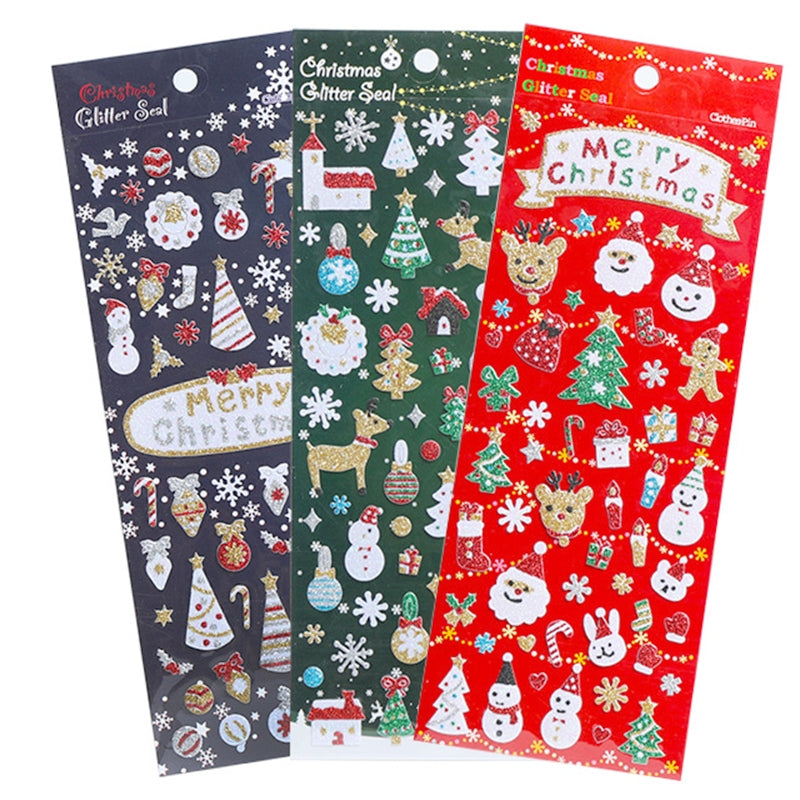 Cartoon Christmas Decorative Stickers Set of 8 Designs  b5