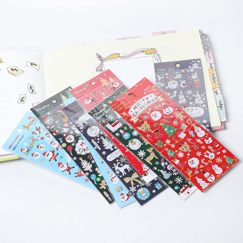 Cartoon Christmas Decorative Stickers Set of 8 Designs  sku
