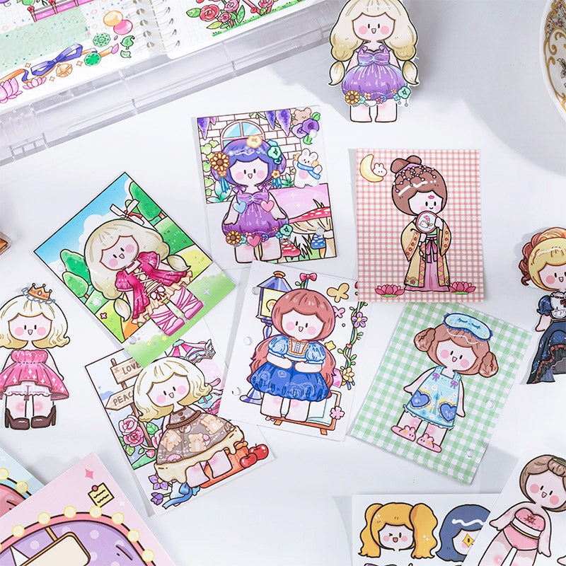 Cartoon Girl Dress-Up Vinyl Stickers | Decorative Fashion Dress Up Sticker Set for Notebooks & Laptops
