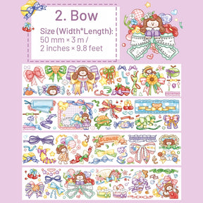 Cartoon Girl Washi Tape - Stamp, Bow, Plaid, Clip sku-2