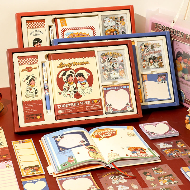 Cartoon Girl's Journey Journal Gift Box Set a