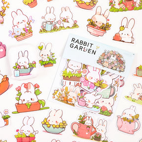 Cartoon Rabbit Garden Stickers - 70PCS a