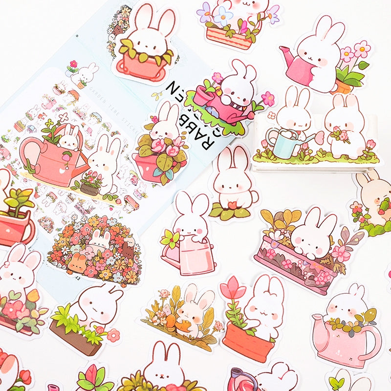 Cartoon Rabbit Garden Stickers - 70PCS b2