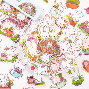 Cartoon Rabbit Garden Stickers - 70PCS b3