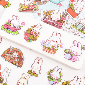 Cartoon Rabbit Garden Stickers - 70PCS b4