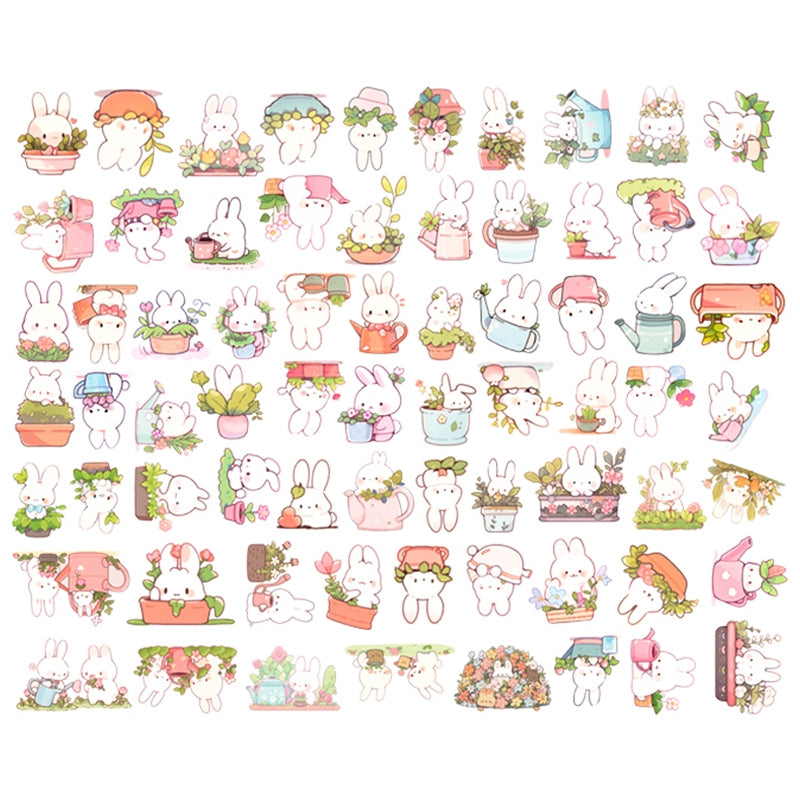 Cartoon Rabbit Garden Stickers - 70PCS c