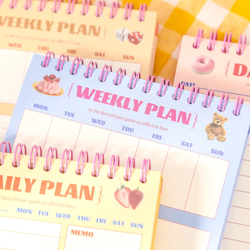 Cartoon Student Coil Planner Notebook- Bear Cake b2