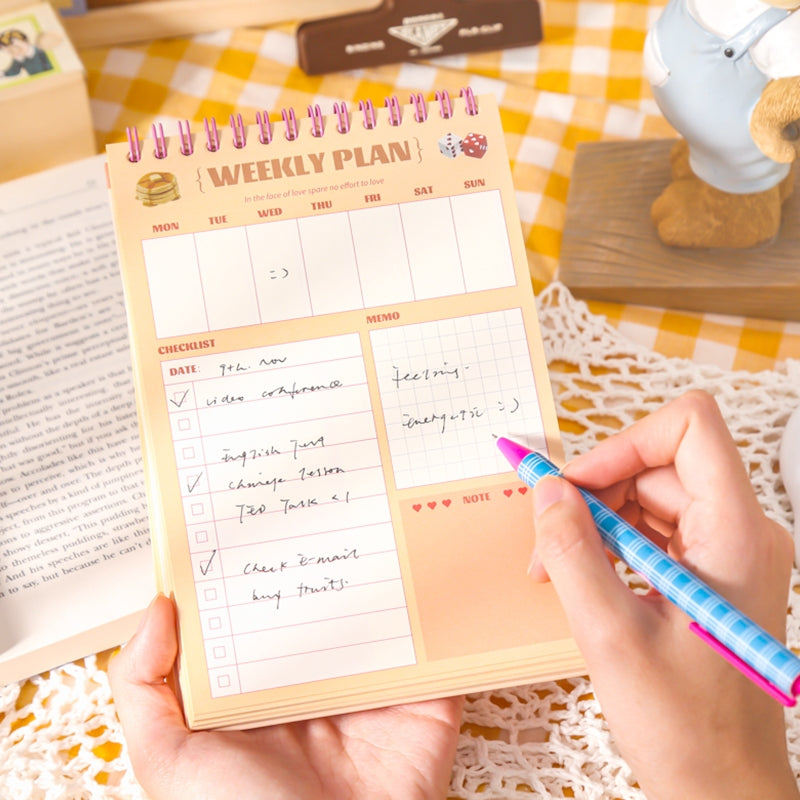 Cartoon Student Coil Planner Notebook- Bear Cake b3