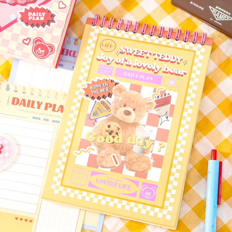 Cartoon Student Coil Planner Notebook- Bear Cake b4