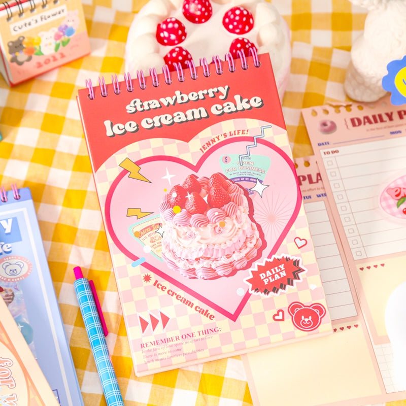 Cartoon Student Coil Planner Notebook- Bear Cake b6