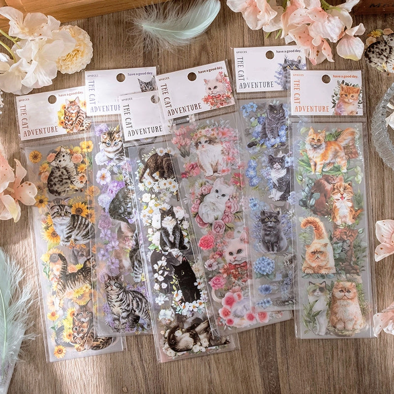 Cat Adventure Series PET Stickers a