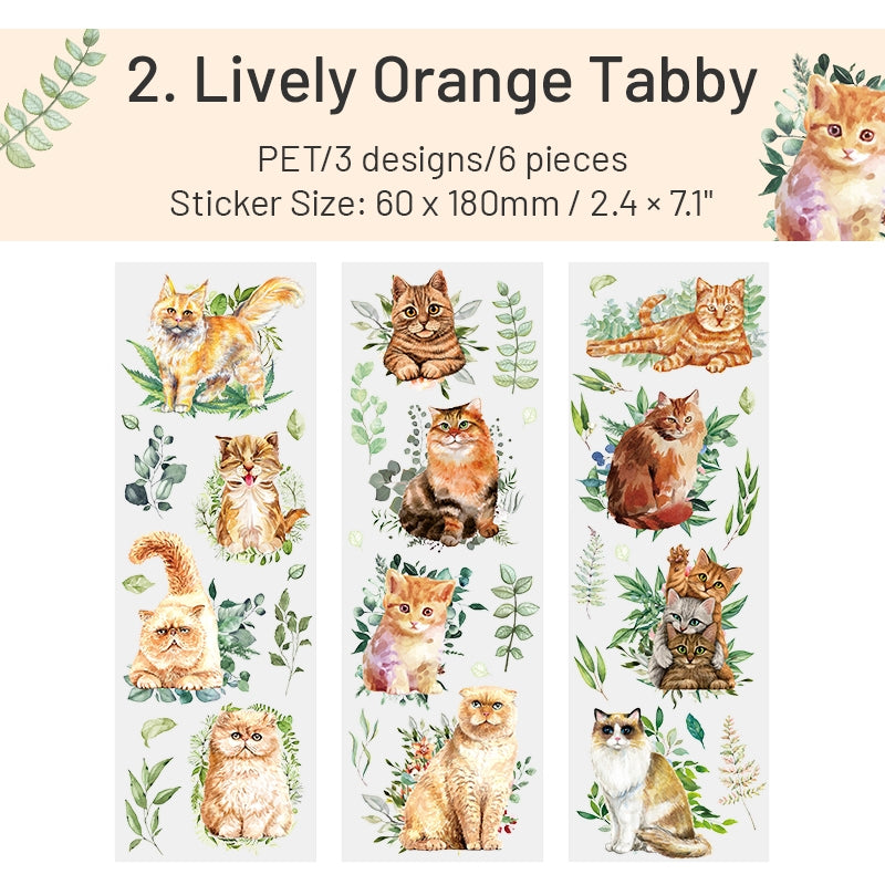 Cat Adventure Series PET Stickers - Realistic Cat Stickers
