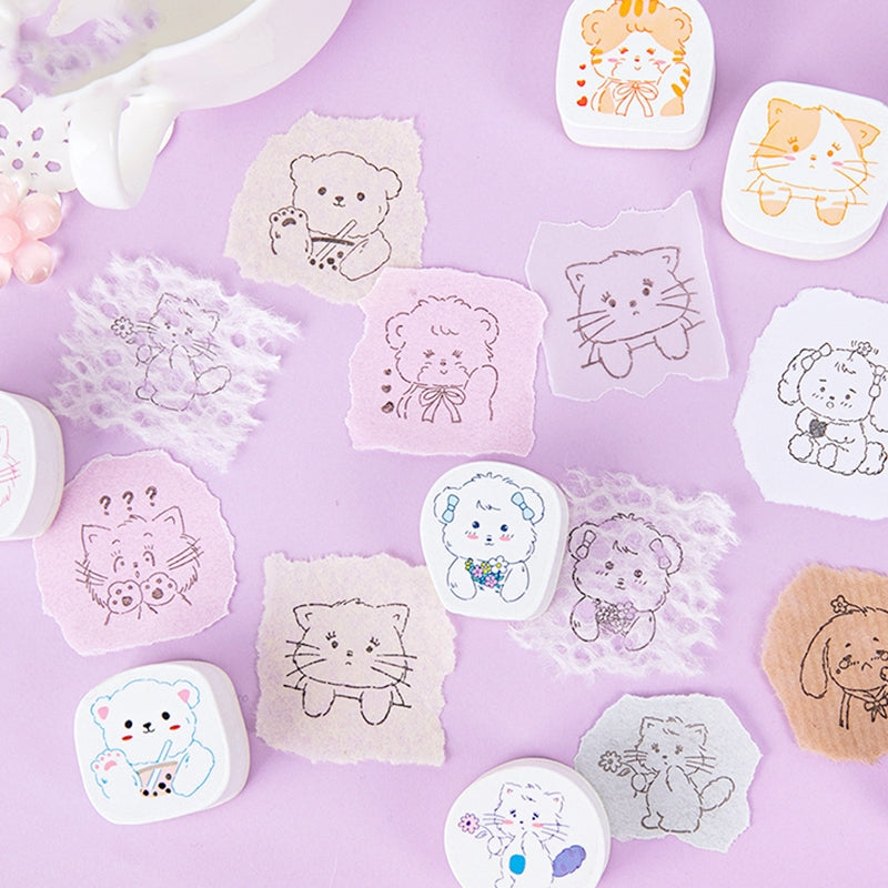 Cat and Dog Cute Cartoon Animal Shaped Rubber Stamp b3