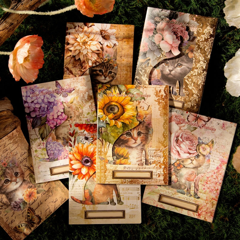 Cat and Flower Scrapbook Paper a