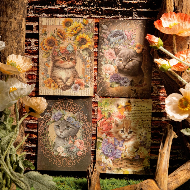 Cat and Flower Scrapbook Paper b