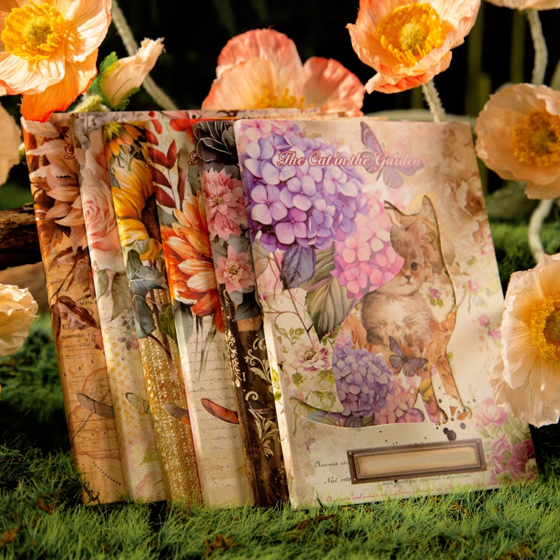 Cat and Flower Scrapbook Paper b1