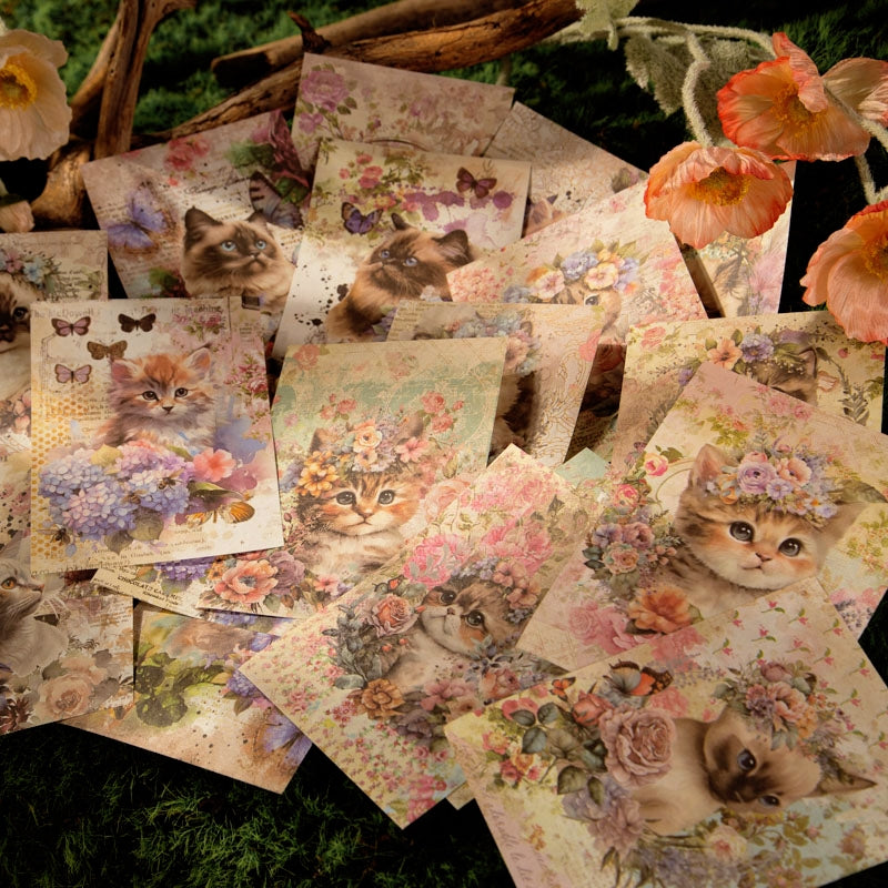 Cat and Flower Scrapbook Paper b3