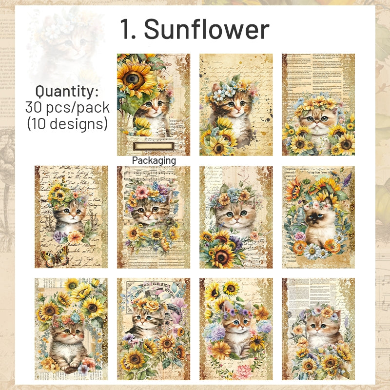 Cat and Flower Scrapbook Paper sku-1
