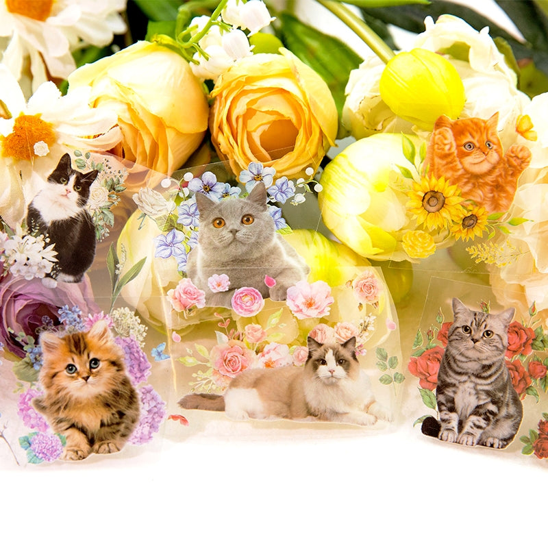 Cat and Flower Series Cat Decorative PET Tape b1