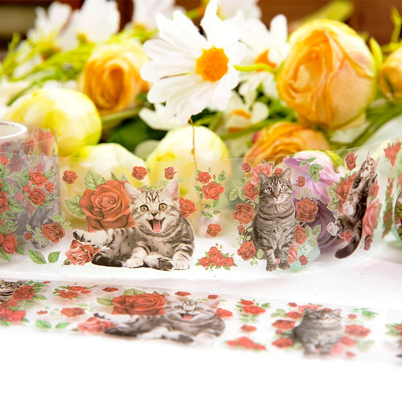 Cat and Flower Series Cat Decorative PET Tape c3