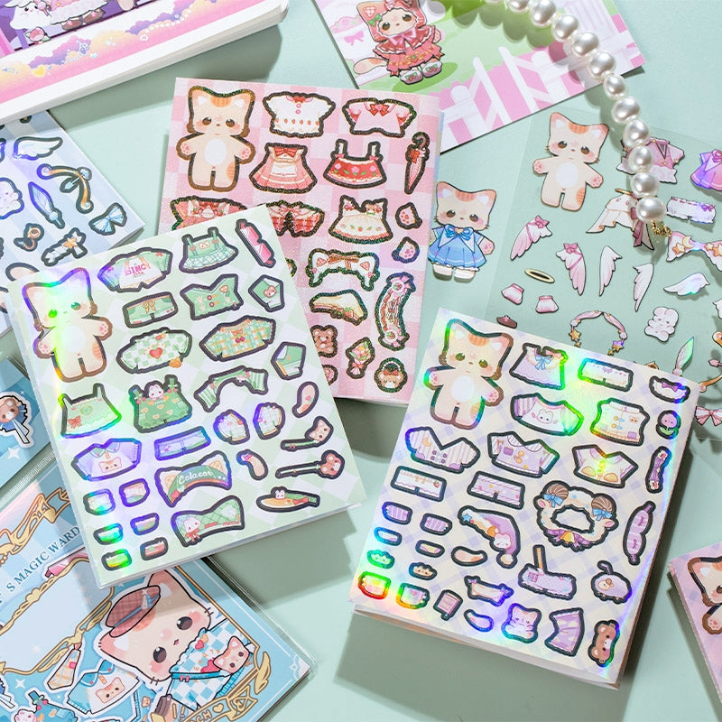 Cat Dress-Up Holographic Foil Sticker b1